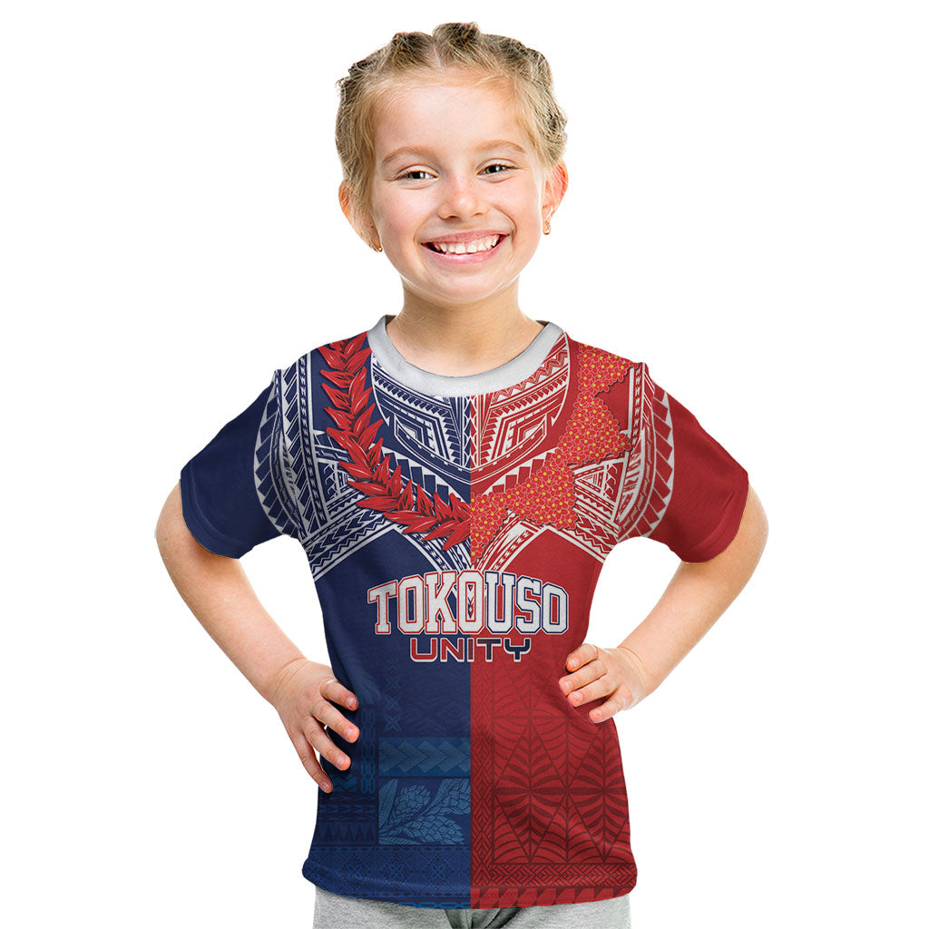 TokoUso Tonga Samoa Brothers Forever Custom Kid T Shirt Ulafala and Heilala Unity LT7 Red Blue - Polynesian Pride