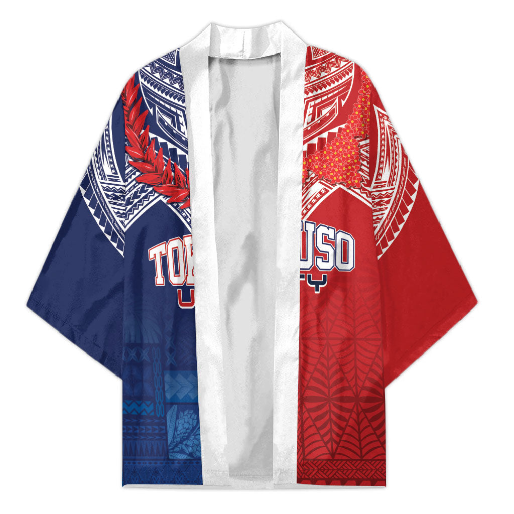 TokoUso Tonga Samoa Brothers Forever Custom Kimono Ulafala and Heilala Unity LT7 Unisex Red Blue - Polynesian Pride