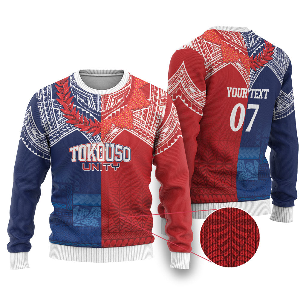 TokoUso Tonga Samoa Brothers Forever Custom Ugly Christmas Sweater Ulafala and Heilala Unity LT7 Red Blue - Polynesian Pride