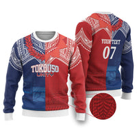 TokoUso Tonga Samoa Brothers Forever Custom Ugly Christmas Sweater Ulafala and Heilala Unity LT7 Red Blue - Polynesian Pride