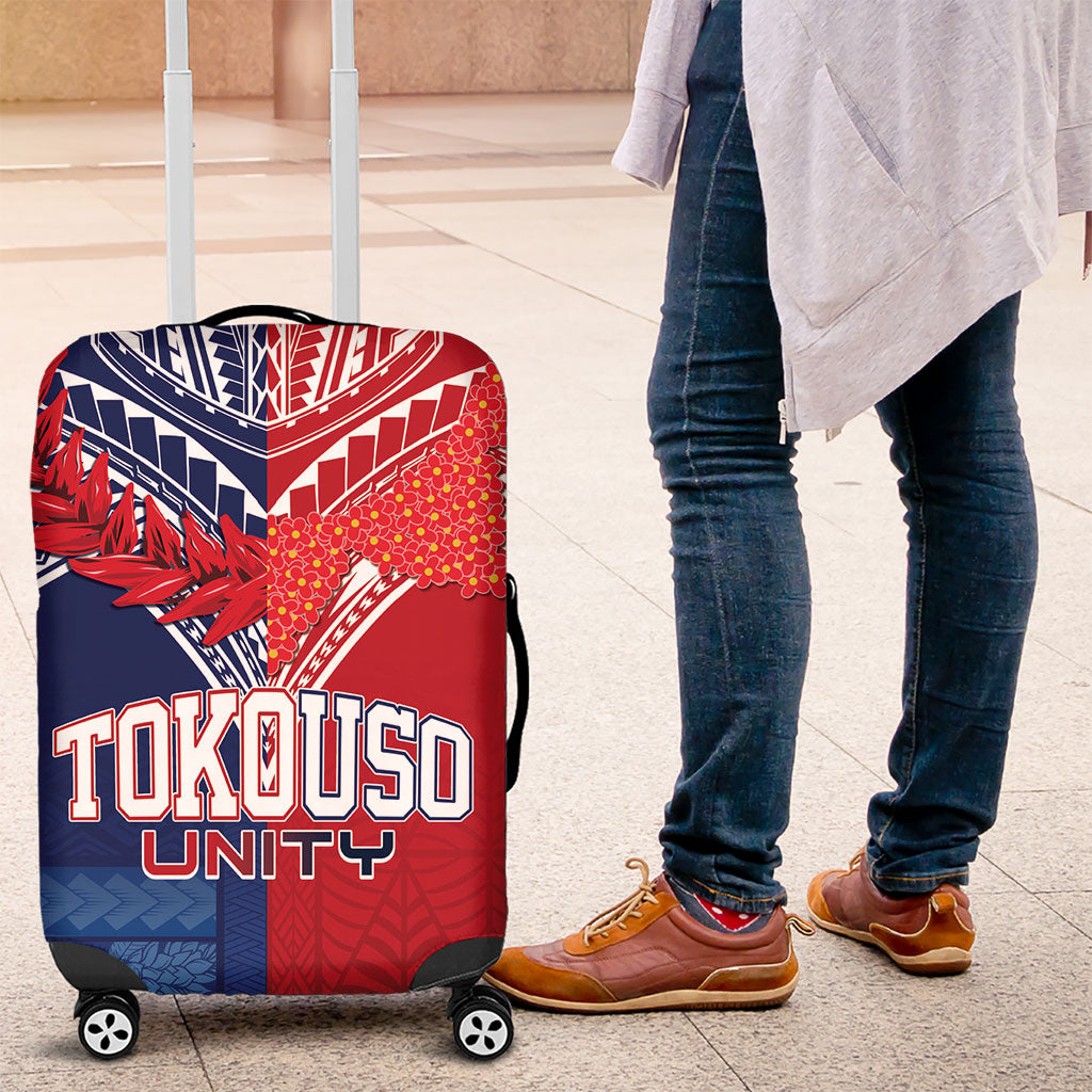 TokoUso Tonga Samoa Brothers Forever Luggage Cover Ulafala and Heilala Unity LT7 Red Blue - Polynesian Pride