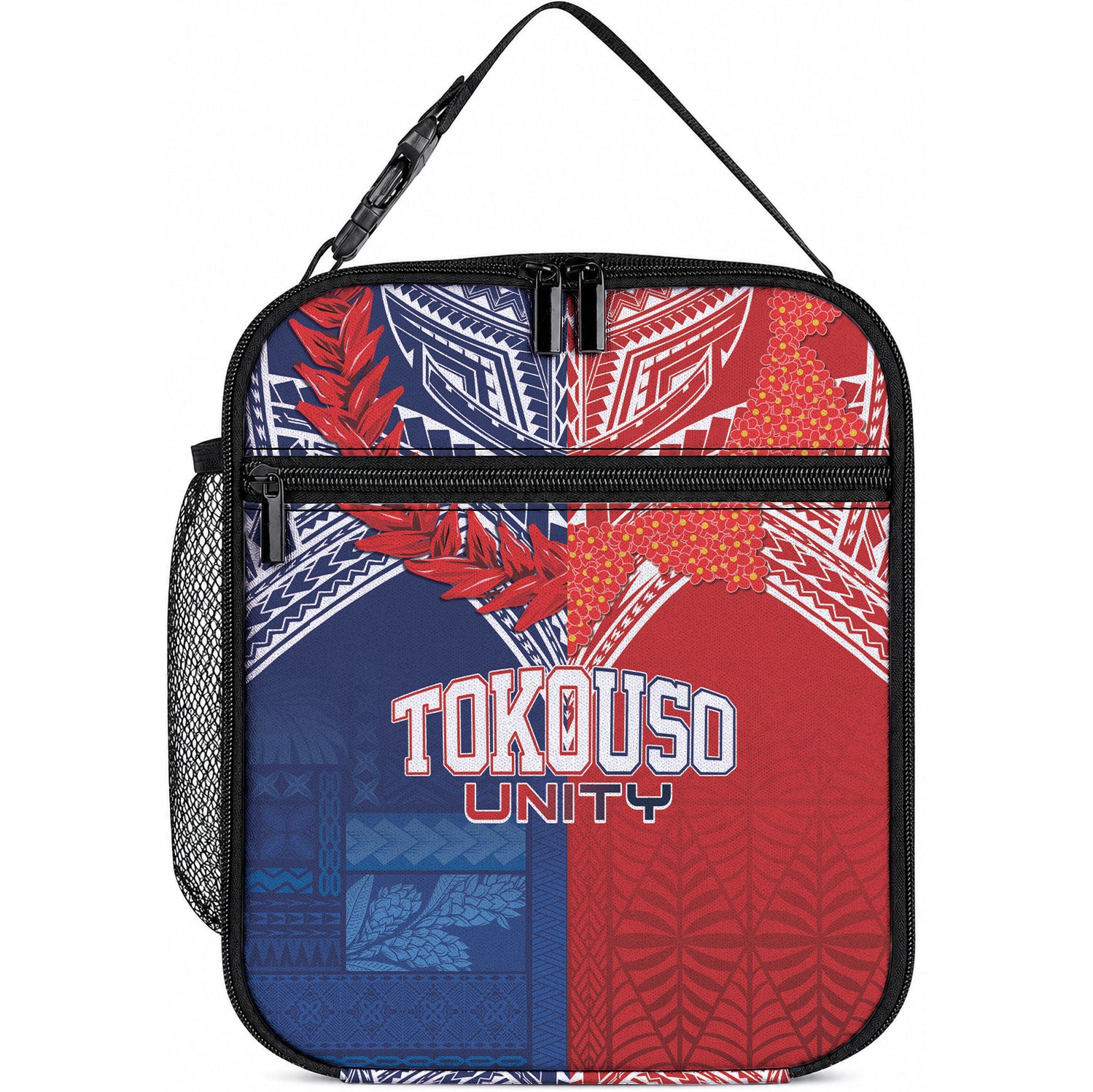 TokoUso Tonga Samoa Brothers Forever Lunch Bag Ulafala and Heilala Unity LT7 10.2 × 8.3 × 4.3 inch Red Blue - Polynesian Pride