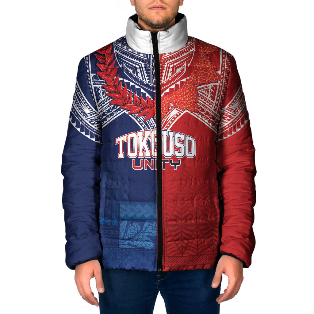 TokoUso Tonga Samoa Brothers Forever Custom Padded Jacket Ulafala and Heilala Unity LT7 Men Red Blue - Polynesian Pride