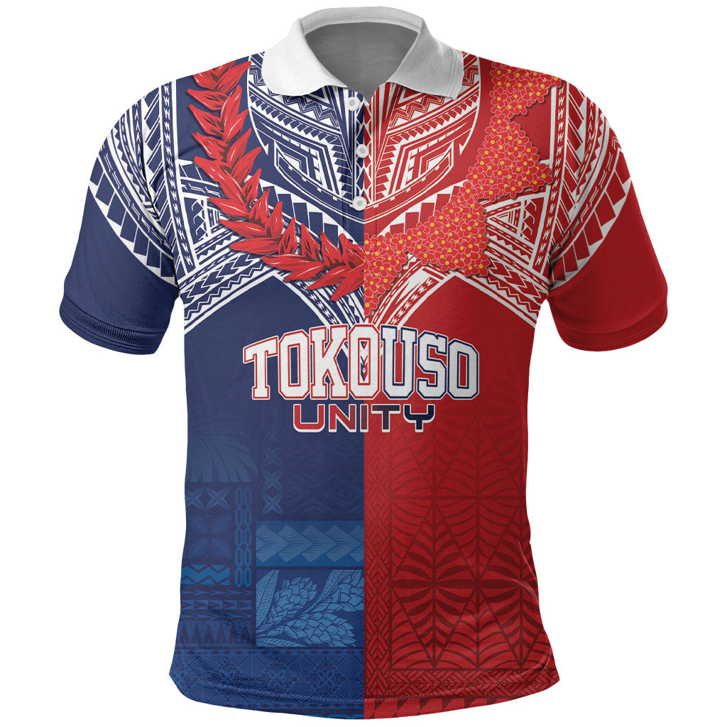 TokoUso Tonga Samoa Brothers Forever Custom Polo Shirt Ulafala and Heilala Unity LT7 Red Blue - Polynesian Pride
