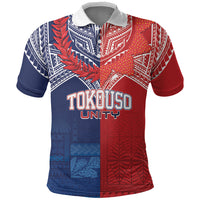TokoUso Tonga Samoa Brothers Forever Custom Polo Shirt Ulafala and Heilala Unity LT7 Red Blue - Polynesian Pride