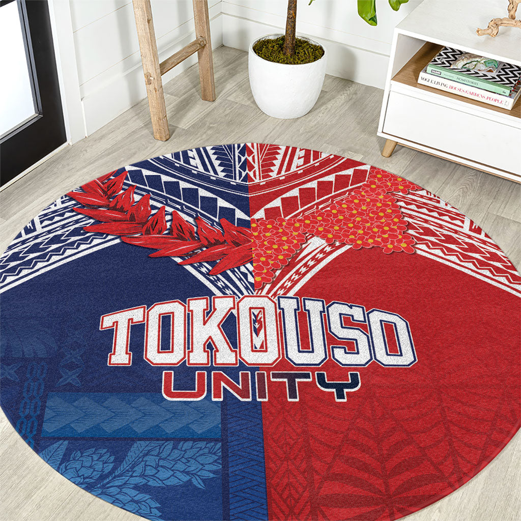 TokoUso Tonga Samoa Brothers Forever Round Carpet Ulafala and Heilala Unity LT7 Red Blue - Polynesian Pride