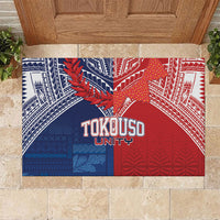 TokoUso Tonga Samoa Brothers Forever Rubber Doormat Ulafala and Heilala Unity LT7 Red Blue - Polynesian Pride