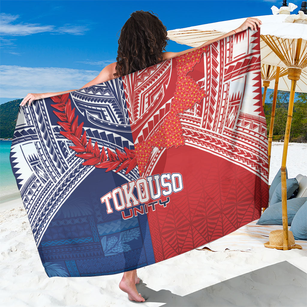 TokoUso Tonga Samoa Brothers Forever Sarong Ulafala and Heilala Unity LT7 One Size 44 x 66 inches Red Blue - Polynesian Pride