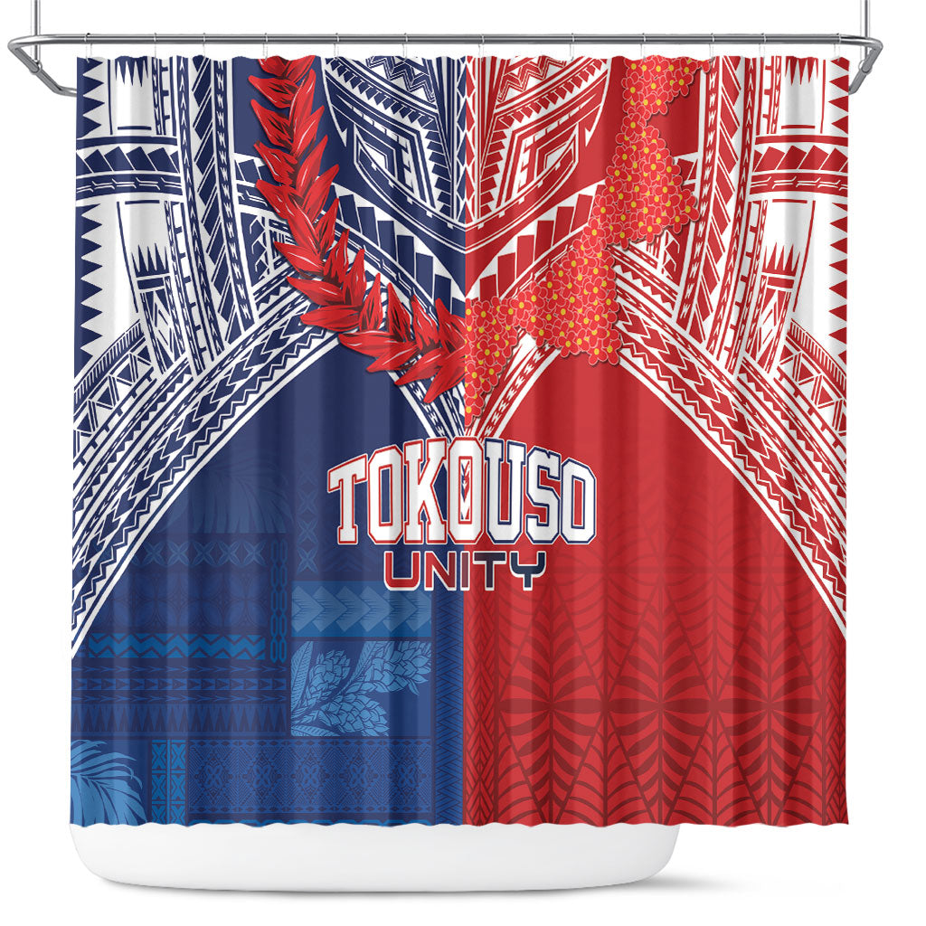 TokoUso Tonga Samoa Brothers Forever Shower Curtain Ulafala and Heilala Unity LT7 Red Blue - Polynesian Pride