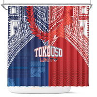 TokoUso Tonga Samoa Brothers Forever Shower Curtain Ulafala and Heilala Unity LT7 Red Blue - Polynesian Pride