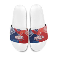 TokoUso Tonga Samoa Brothers Forever Slide Sandals Ulafala and Heilala Unity LT7 Red Blue - Polynesian Pride
