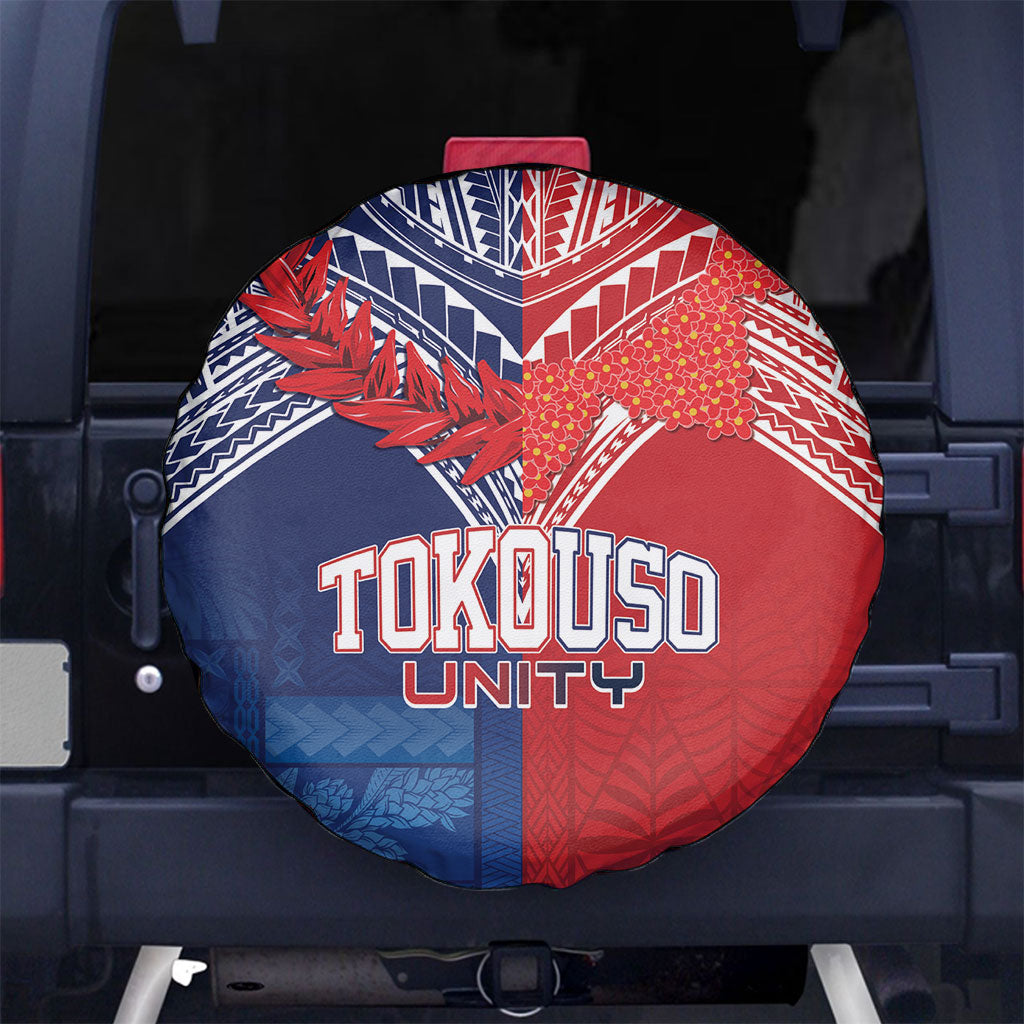 TokoUso Tonga Samoa Brothers Forever Spare Tire Cover Ulafala and Heilala Unity LT7 No hole Red Blue - Polynesian Pride