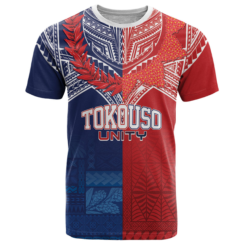 TokoUso Tonga Samoa Brothers Forever Custom T Shirt Ulafala and Heilala Unity LT7 Red Blue - Polynesian Pride