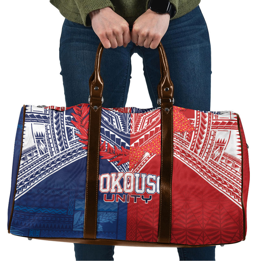 TokoUso Tonga Samoa Brothers Forever Travel Bag Ulafala and Heilala Unity LT7 Red Blue - Polynesian Pride