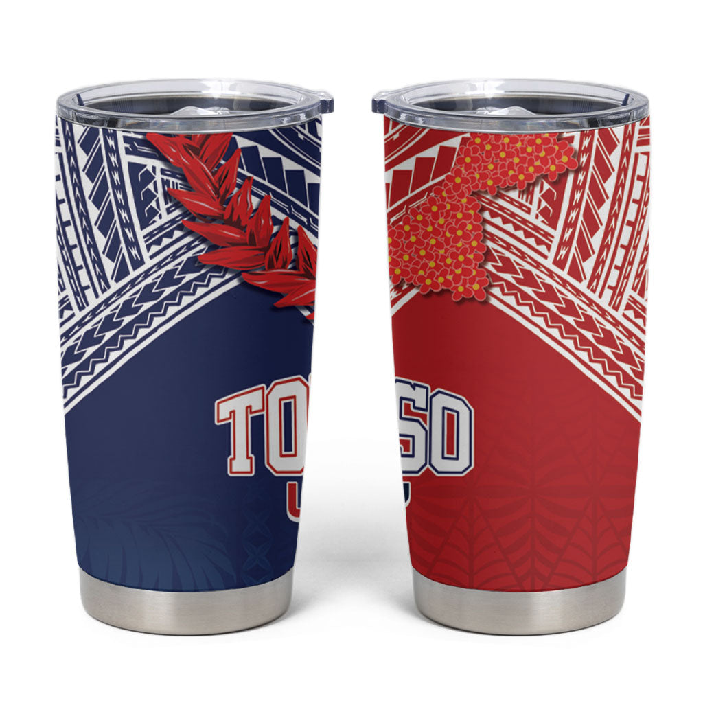 TokoUso Tonga Samoa Brothers Forever Tumbler Cup Ulafala and Heilala Unity LT7 Red Blue - Polynesian Pride