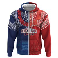 TokoUso Tonga Samoa Brothers Forever Custom Zip Hoodie Ulafala and Heilala Unity LT7 Zip Hoodie Red Blue - Polynesian Pride