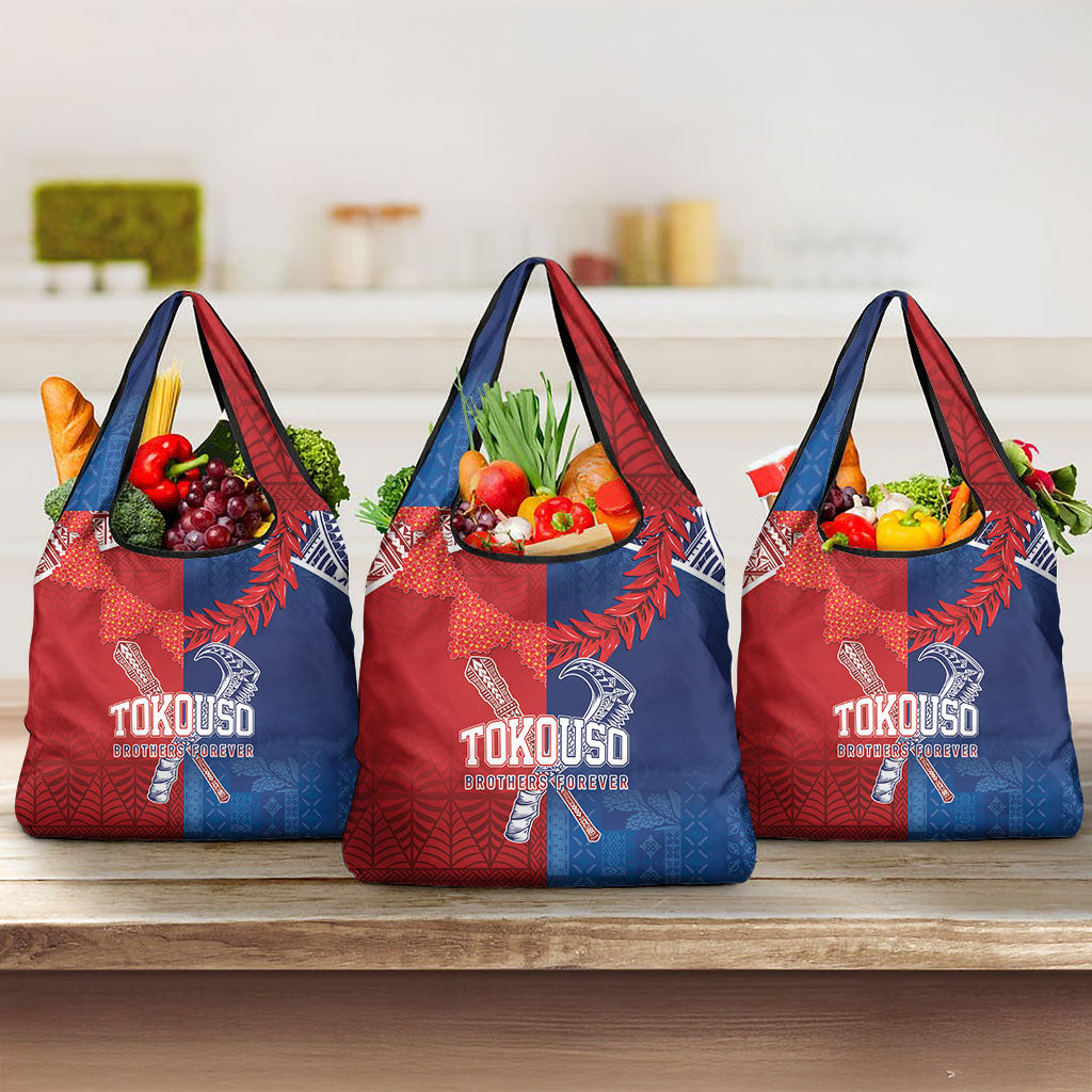 TokoUso Tonga and Samoa Grocery Bag Warriors War Clubs LT7 3-pack One Size Blue Red - Polynesian Pride