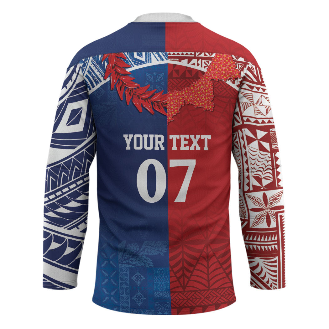 TokoUso Custom Tonga and Samoa Hockey Jersey Warriors War Clubs LT7 - Polynesian Pride