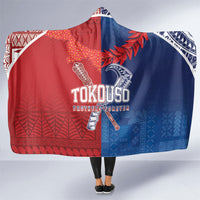 TokoUso Tonga and Samoa Hooded Blanket Warriors War Clubs LT7 One Size Blue Red - Polynesian Pride