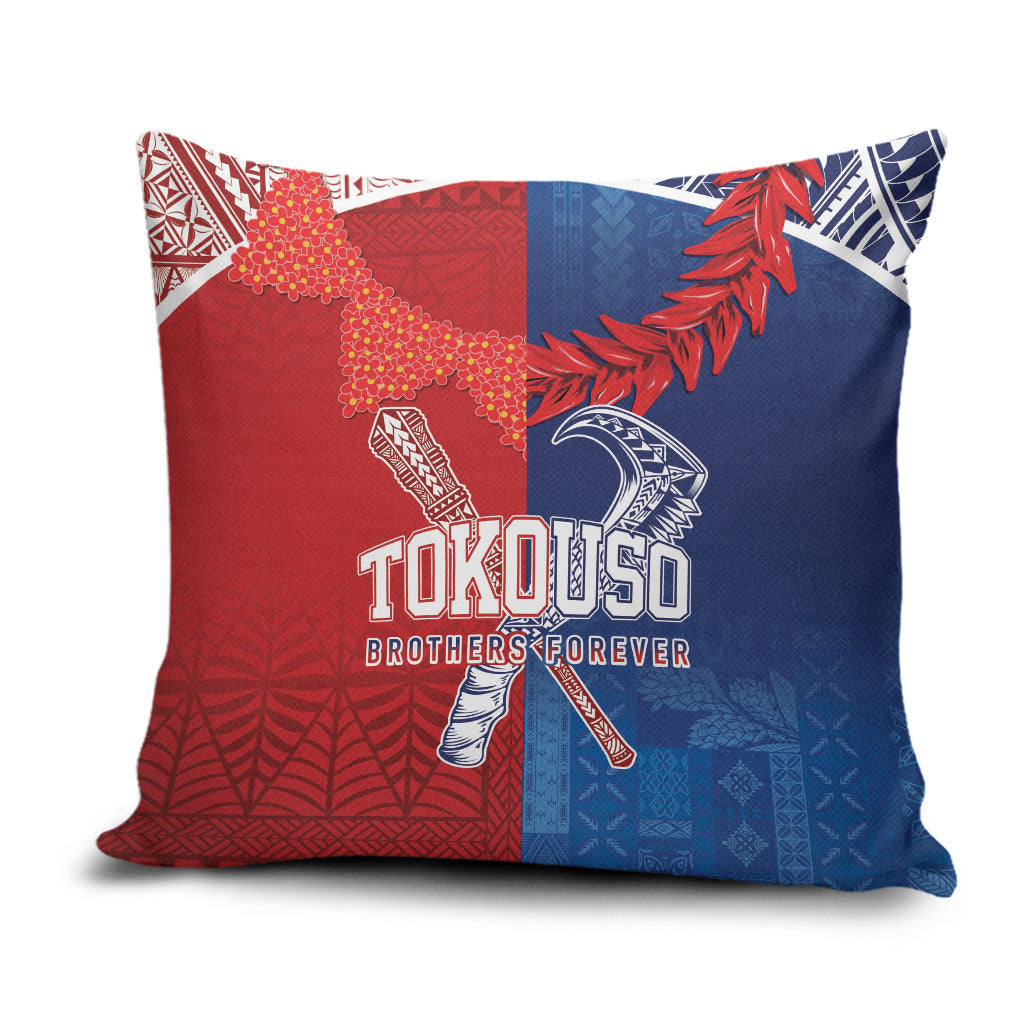 TokoUso Tonga and Samoa Pillow Cover Warriors War Clubs LT7 Blue Red - Polynesian Pride