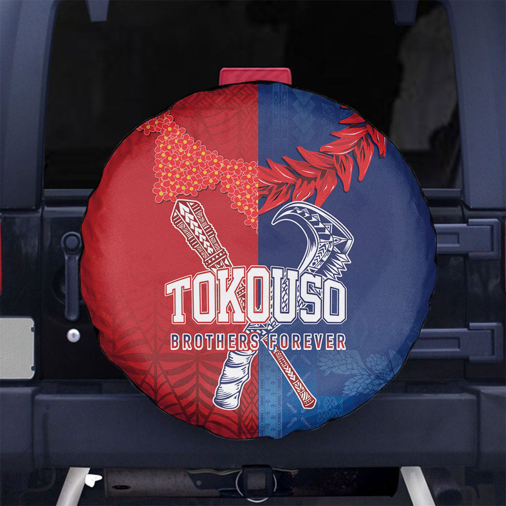 TokoUso Tonga and Samoa Spare Tire Cover Warriors War Clubs LT7 No hole Blue Red - Polynesian Pride