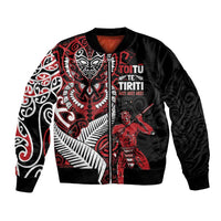 Aotearoa Toitu Te Tiriti Bomber Jacket Whakairo Wheku LT7 Unisex Black - Polynesian Pride