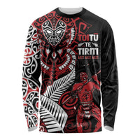 Aotearoa Toitu Te Tiriti Long Sleeve Shirt Whakairo Wheku LT7 Unisex Black - Polynesian Pride