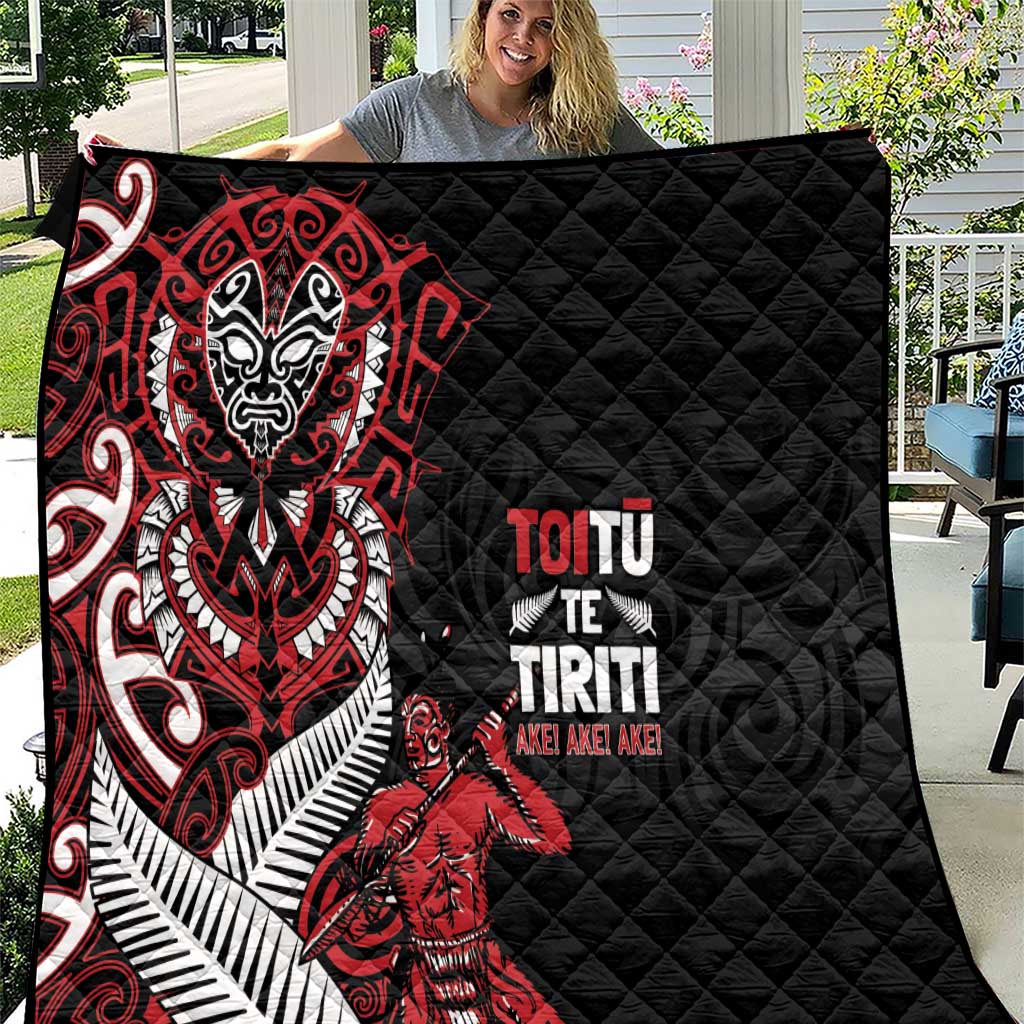 Aotearoa Toitu Te Tiriti Quilt Whakairo Wheku LT7 Black - Polynesian Pride