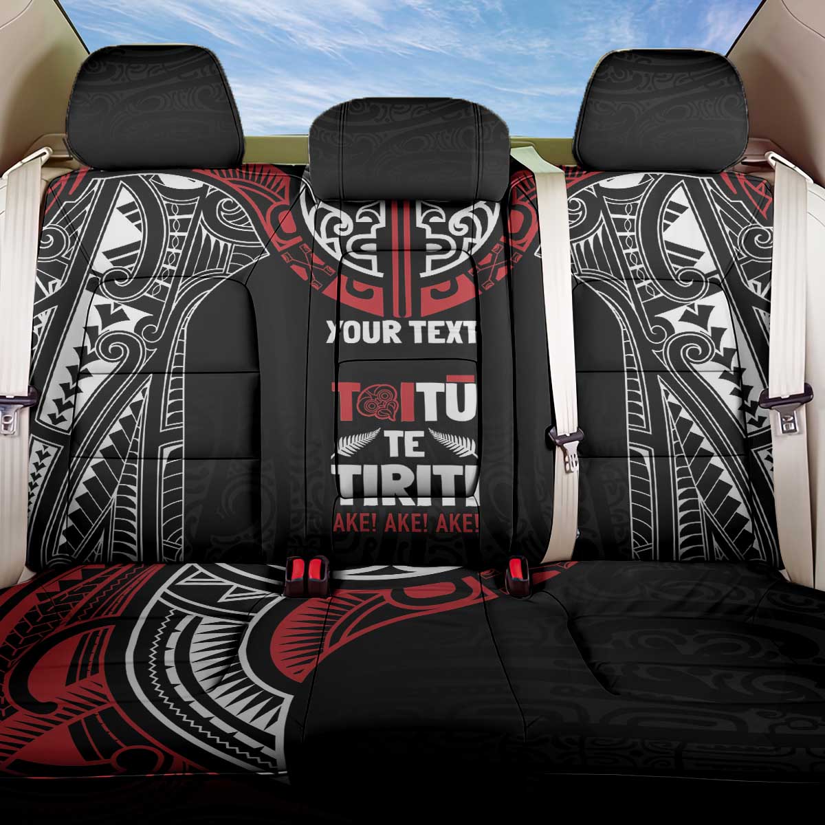 Aotearoa Maori Personalized Back Car Seat Cover Toitu Te Tiriti Ake! Ake! Ake! LT7 One Size Black - Polynesian Pride