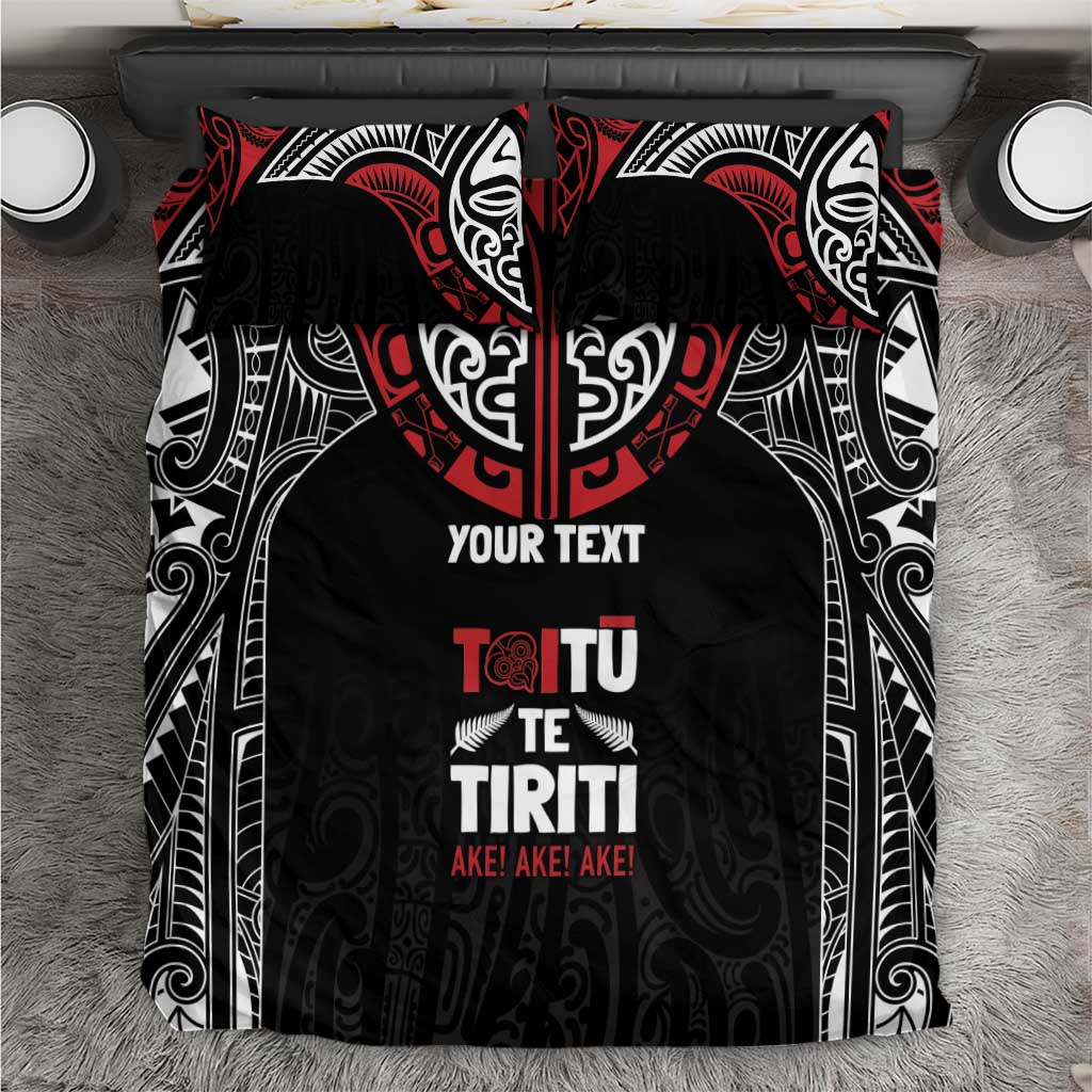 Aotearoa Maori Personalized Bedding Set Toitu Te Tiriti Ake! Ake! Ake! LT7 Black - Polynesian Pride