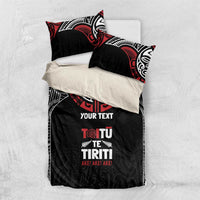 Aotearoa Maori Personalized Bedding Set Toitu Te Tiriti Ake! Ake! Ake! LT7 US Twin 172cm x 218cm Black - Polynesian Pride