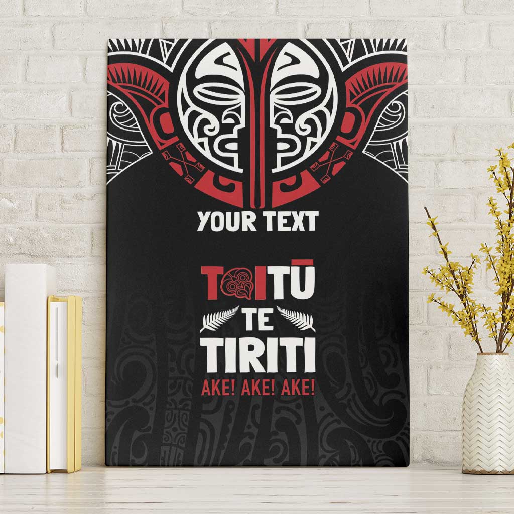 Aotearoa Maori Personalized Canvas Wall Art Toitu Te Tiriti Ake! Ake! Ake! LT7 Without Frame Black - Polynesian Pride