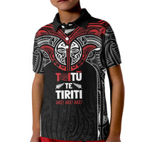 Aotearoa Maori Personalized Kid Polo Shirt Toitu Te Tiriti Ake! Ake! Ake! LT7 Kid Black - Polynesian Pride
