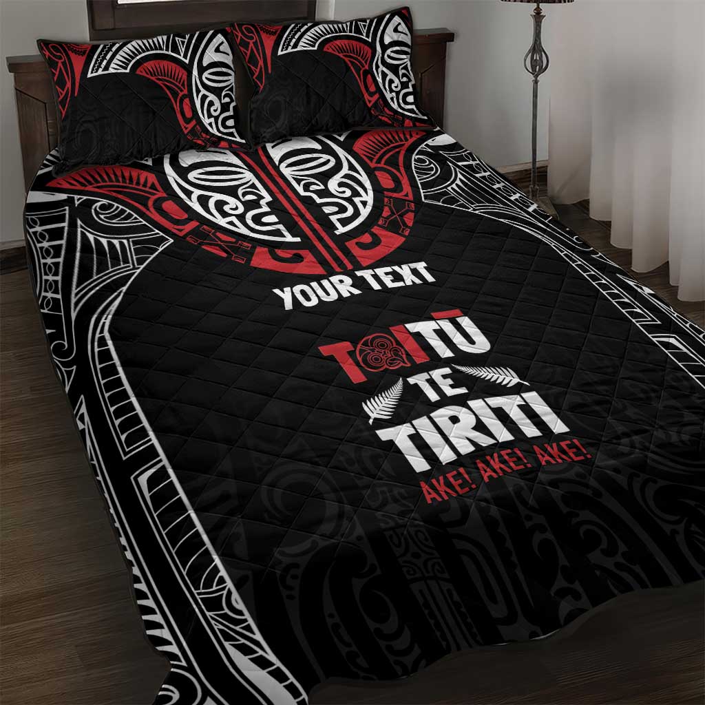 Aotearoa Maori Personalized Quilt Bed Set Toitu Te Tiriti Ake! Ake! Ake! LT7 Black - Polynesian Pride