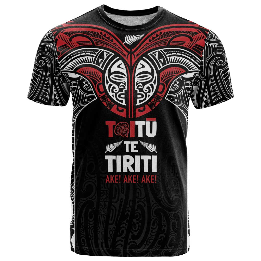 Aotearoa Maori Personalized T Shirt Toitu Te Tiriti Ake! Ake! Ake! LT7 Black - Polynesian Pride
