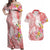 Polynesian Women's Day Wahine Couples Matching Off Shoulder Maxi Dress and Hawaiian Shirt Plumeria Marble Glaze - Pink LT7 Pink - Polynesian Pride