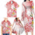 Polynesian Women's Day Wahine Family Matching Long Sleeve Bodycon Dress and Hawaiian Shirt Plumeria Marble Glaze - Pink LT7 - Polynesian Pride