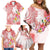 Polynesian Women's Day Wahine Family Matching Off Shoulder Short Dress and Hawaiian Shirt Plumeria Marble Glaze - Pink LT7 - Polynesian Pride