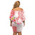 Polynesian Women's Day Wahine Family Matching Off Shoulder Short Dress and Hawaiian Shirt Plumeria Marble Glaze - Pink LT7 - Polynesian Pride