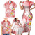 Polynesian Women's Day Wahine Family Matching Short Sleeve Bodycon Dress and Hawaiian Shirt Plumeria Marble Glaze - Pink LT7 - Polynesian Pride