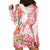 Polynesian Women's Day Wahine Hoodie Dress Plumeria Marble Glaze - Pink LT7 - Polynesian Pride