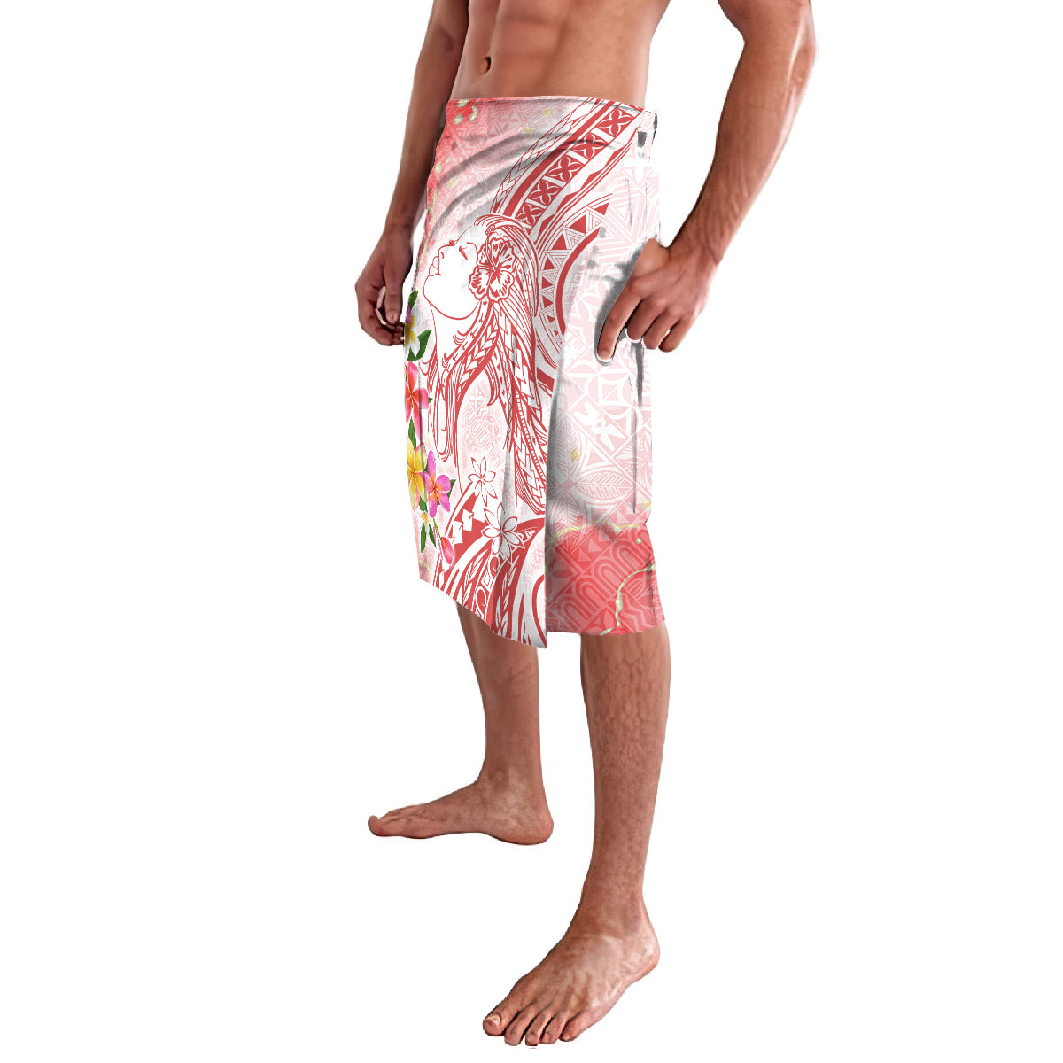 Polynesian Women's Day Wahine Lavalava Plumeria Marble Glaze - Pink LT7 - Polynesian Pride