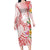 Polynesian Women's Day Wahine Long Sleeve Bodycon Dress Plumeria Marble Glaze - Pink LT7 Long Dress Pink - Polynesian Pride