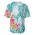 Polynesian Women's Day Wahine Baseball Jersey Plumeria Marble Glaze - Teal LT7 - Polynesian Pride