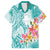 Polynesian Women's Day Wahine Family Matching Long Sleeve Bodycon Dress and Hawaiian Shirt Plumeria Marble Glaze - Teal LT7 Dad's Shirt - Short Sleeve Teal - Polynesian Pride