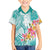 Polynesian Women's Day Wahine Family Matching Long Sleeve Bodycon Dress and Hawaiian Shirt Plumeria Marble Glaze - Teal LT7 Son's Shirt Teal - Polynesian Pride