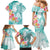 Polynesian Women's Day Wahine Family Matching Mermaid Dress and Hawaiian Shirt Plumeria Marble Glaze - Teal LT7 - Polynesian Pride