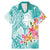 Polynesian Women's Day Wahine Family Matching Mermaid Dress and Hawaiian Shirt Plumeria Marble Glaze - Teal LT7 Dad's Shirt - Short Sleeve Teal - Polynesian Pride