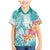 Polynesian Women's Day Wahine Family Matching Mermaid Dress and Hawaiian Shirt Plumeria Marble Glaze - Teal LT7 Son's Shirt Teal - Polynesian Pride