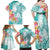 Polynesian Women's Day Wahine Family Matching Off Shoulder Maxi Dress and Hawaiian Shirt Plumeria Marble Glaze - Teal LT7 - Polynesian Pride